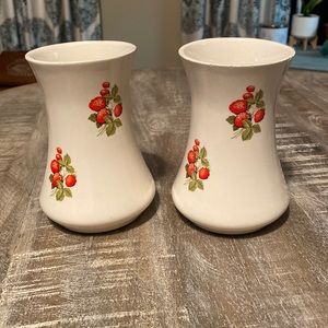 Set of two vintage strawberry vases